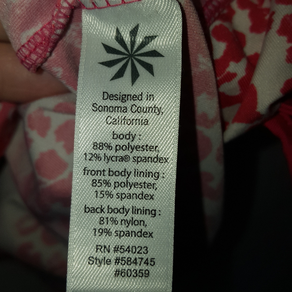 Athleta Tank, cinch hem, coral/white EUC XS - Picture 4 of 8